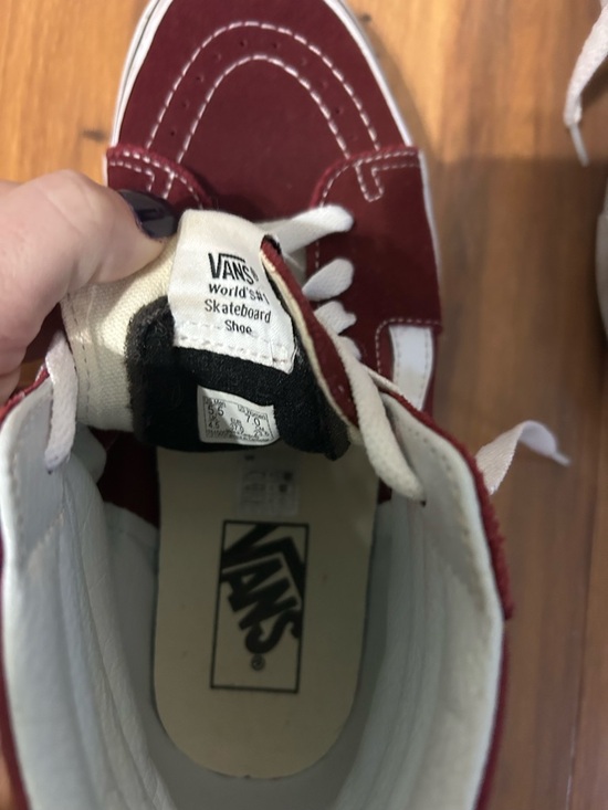 Vans Maroon & White Sk8-Hi Canvas Sneakers - Picture 6 of 7